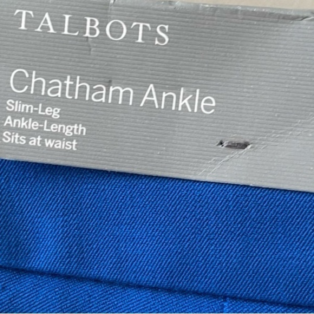 TALBOTS Pants Size 2 Solid Blue Side Zipper Mid Rise Slim Leg Ankle Length - Picture 8 of 8